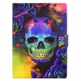 Läderskal Fodral Samsung Galaxy Tab S11 Färgglad Dödskalle