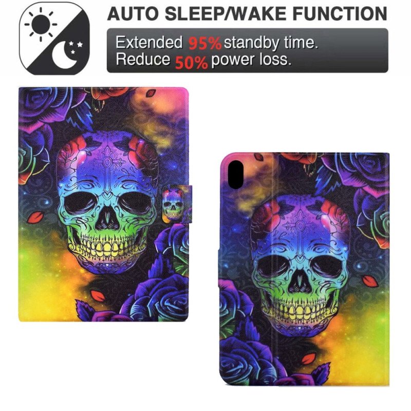 Läderskal Fodral Samsung Galaxy Tab S11 Färgglad Dödskalle
