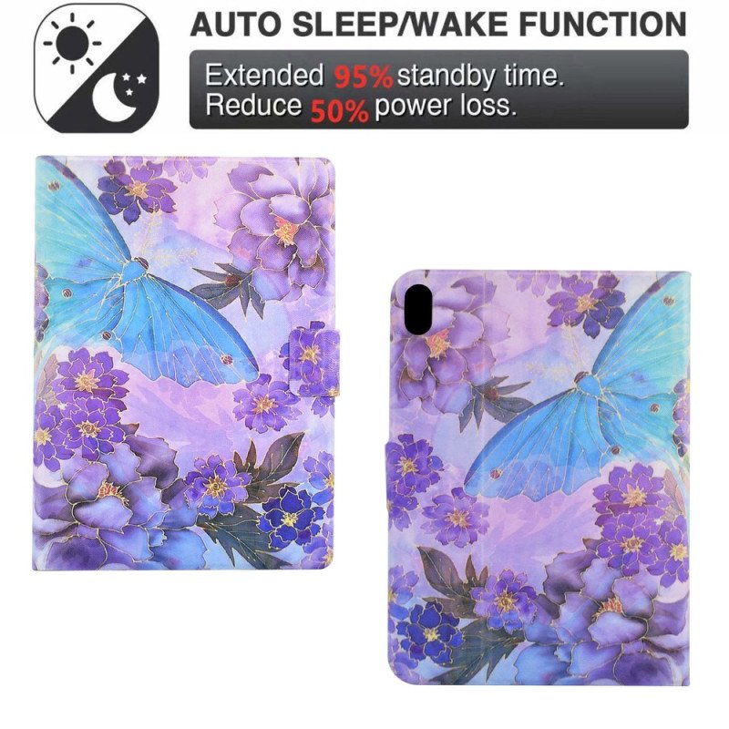 Läderskal Fodral Samsung Galaxy Tab S11 Pioner Och Fjärilar