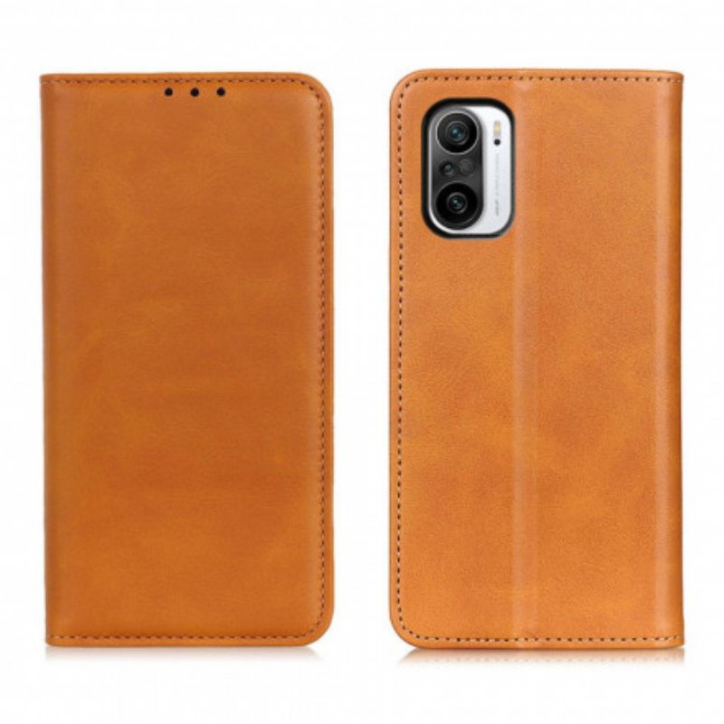 Folio-fodral Poco F3 Läderfodral Elegance Split Läder