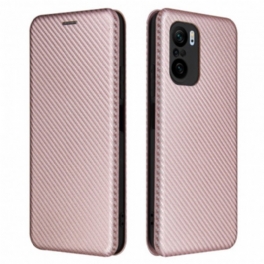 Folio-fodral Poco F3 Läderfodral Kolfiber Med Stödring