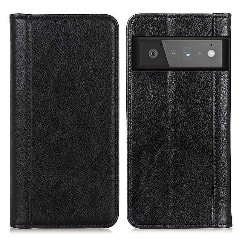 Folio-fodral Google Pixel 6 Pro Läderfodral Färgad Version Split Läder