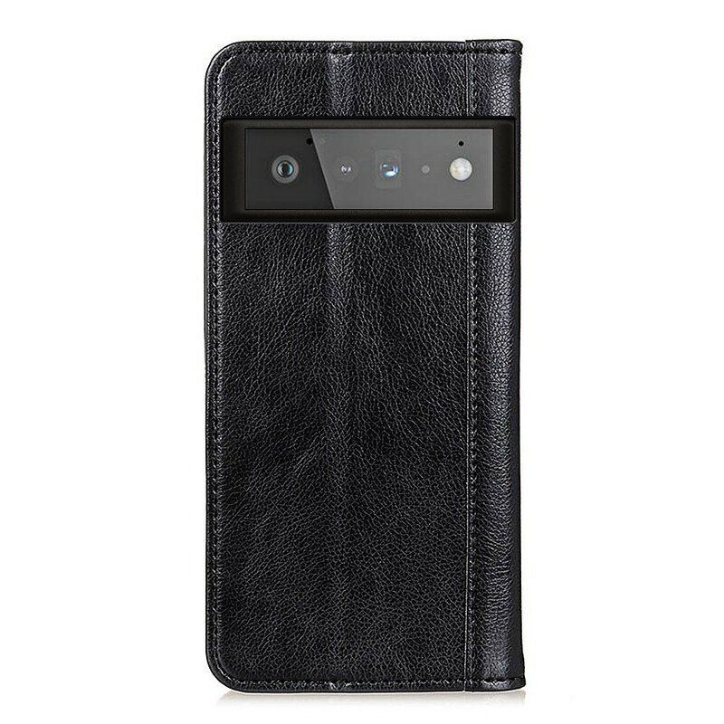Folio-fodral Google Pixel 6 Pro Läderfodral Färgad Version Split Läder