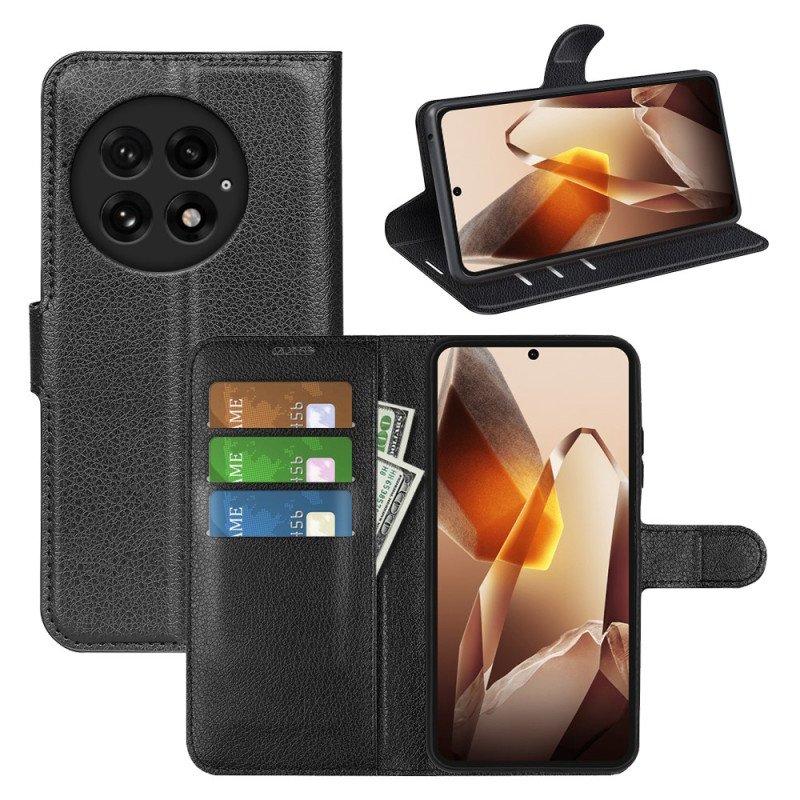 Fodral För Oneplus 13 Klassisk Litchikonstläder