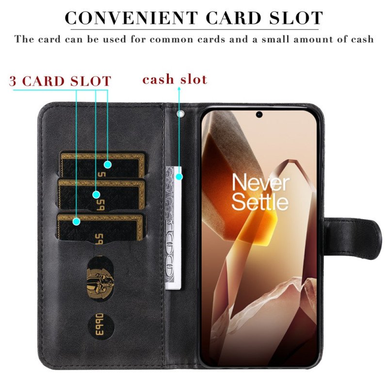 Läderfodral Oneplus 13 Telefonfodral Framficka