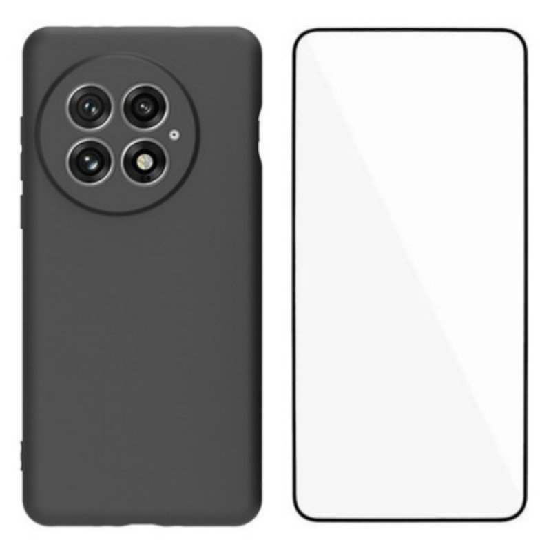 Skal Oneplus 13 2-i-1 Matt Silikonskydd Med Härdat Glas
