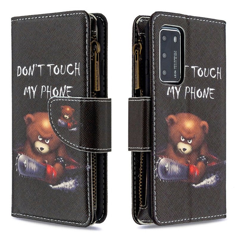 Folio-fodral Huawei P40 Pocketbjörn Med Dragkedja