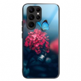 Skal Samsung Galaxy S24 Ultra 5g Härdat Glasblomma Och Fjärilar