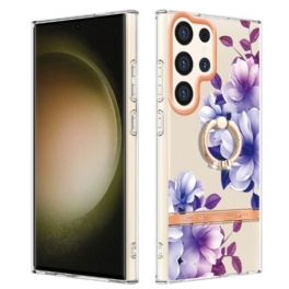 Skal Samsung Galaxy S24 Ultra 5g Telefonfodral Med Blommig Ringhållare