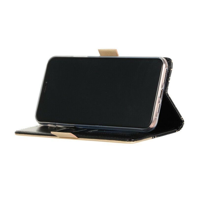 Folio-fodral iPhone 12 Pro Max Med Kedjar Myntväska Med Spetsrem