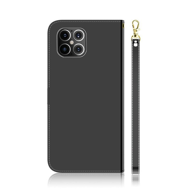 Folio-fodral iPhone 12 Pro Max Spegelskydd I Konstläder