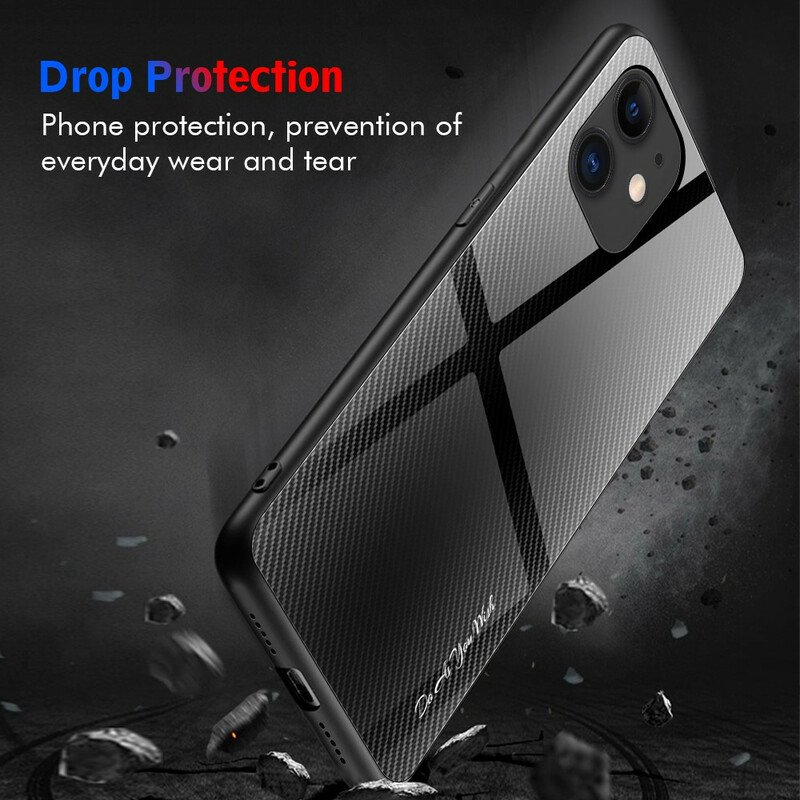 Skal iPhone 12 Pro Max Klassiskt Härdat Kolfiberglas