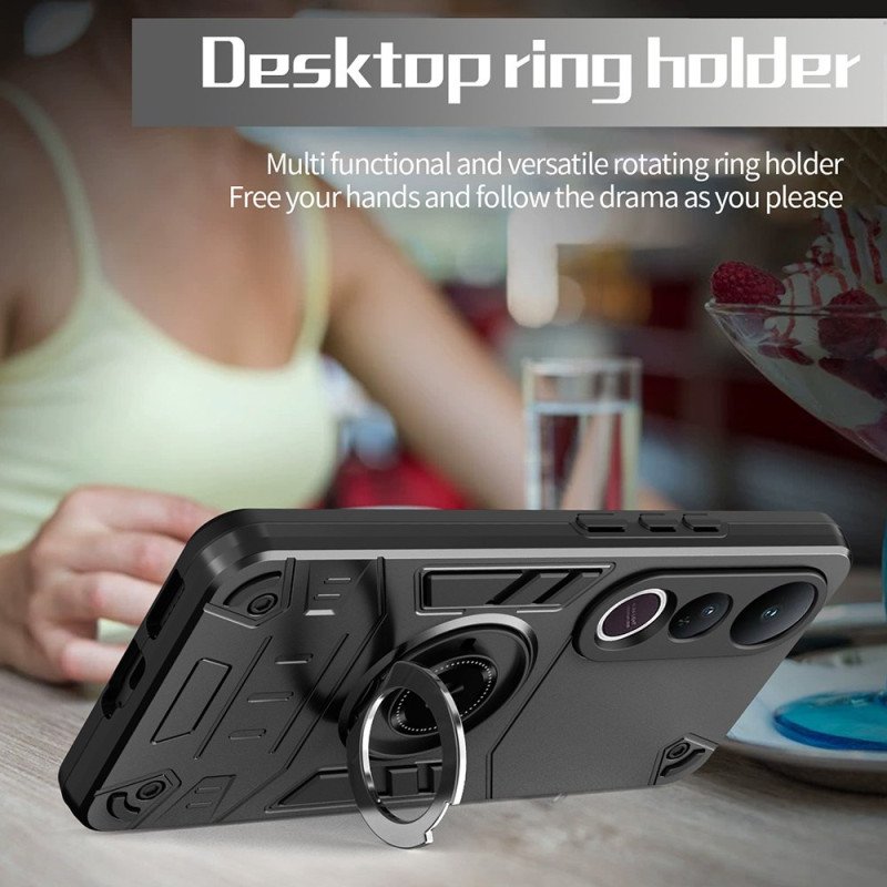Skal Vivo V50 Lite 5g Telefonfodral Roterande Stativ Och Förstärkt Skydd