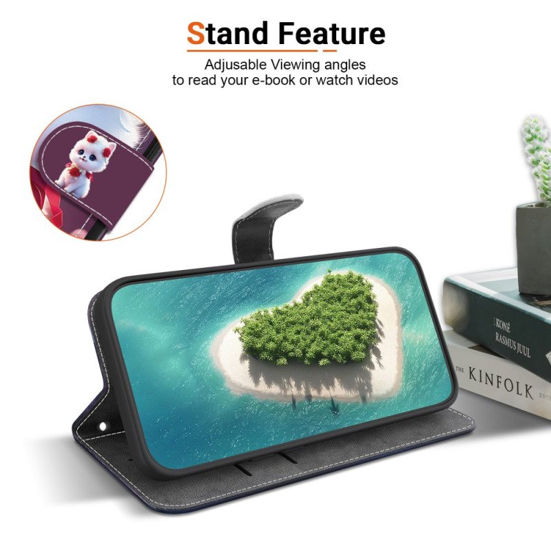 Läderfodral Oneplus Nord 5 Telefonfodral Blommig Kattunge