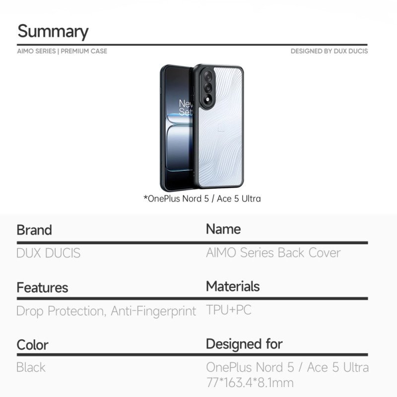 Skal Oneplus Nord 5 Aimo-serien Dux Ducis