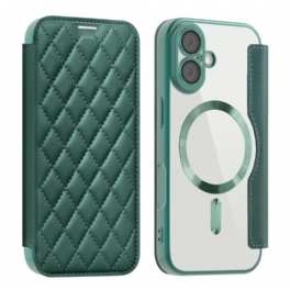 Folio-fodral iPhone 17 Magsafe-kompatibel Quiltad