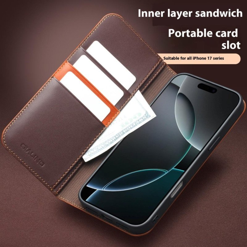 Folio-fodral iPhone 17 Qialino Läder