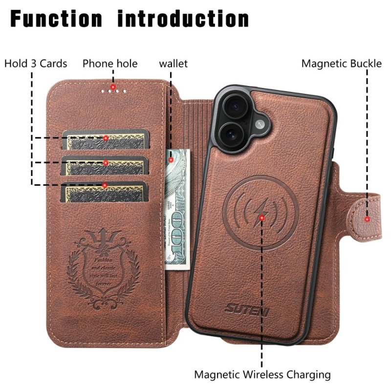 Läderskal Fodral iPhone 17 Avtagbart Magsafe-fodral Suteni