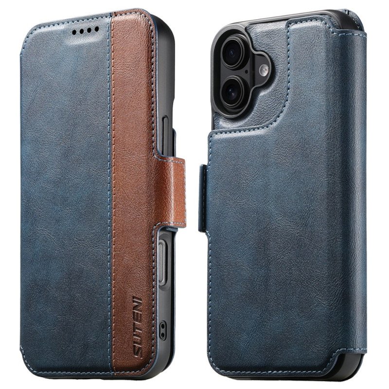 Läderskal Fodral iPhone 17 Magsafe Tvåfärgat Texturerat Läder