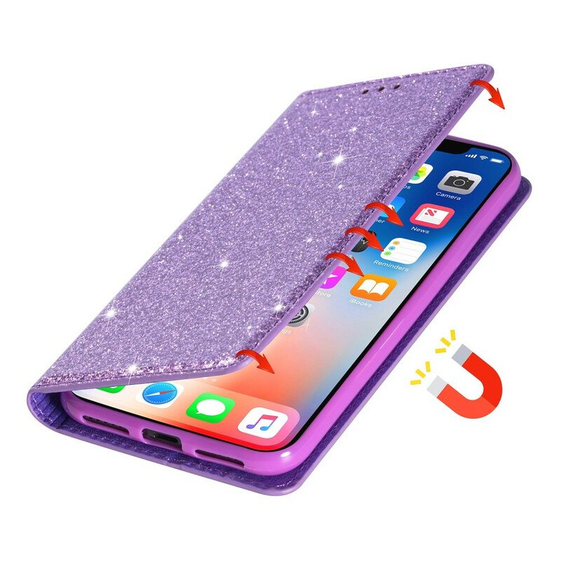 Folio-fodral Samsung Galaxy S20 Läderfodral Paljettstil