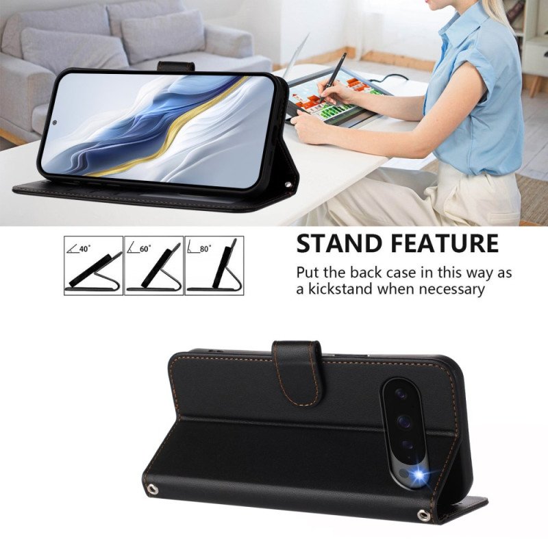 Fodral För Google Pixel 10 Pro Xl Enkel Konstläder Med Rem