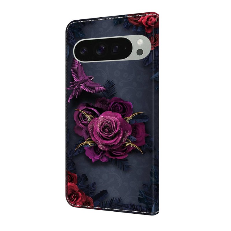 Fodral Google Pixel 10 Pro Xl Blommönster Violett