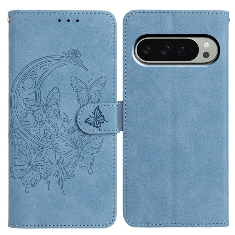 Fodral Google Pixel 10 Pro Xl Fjärilstryck Med Mockaeffekt