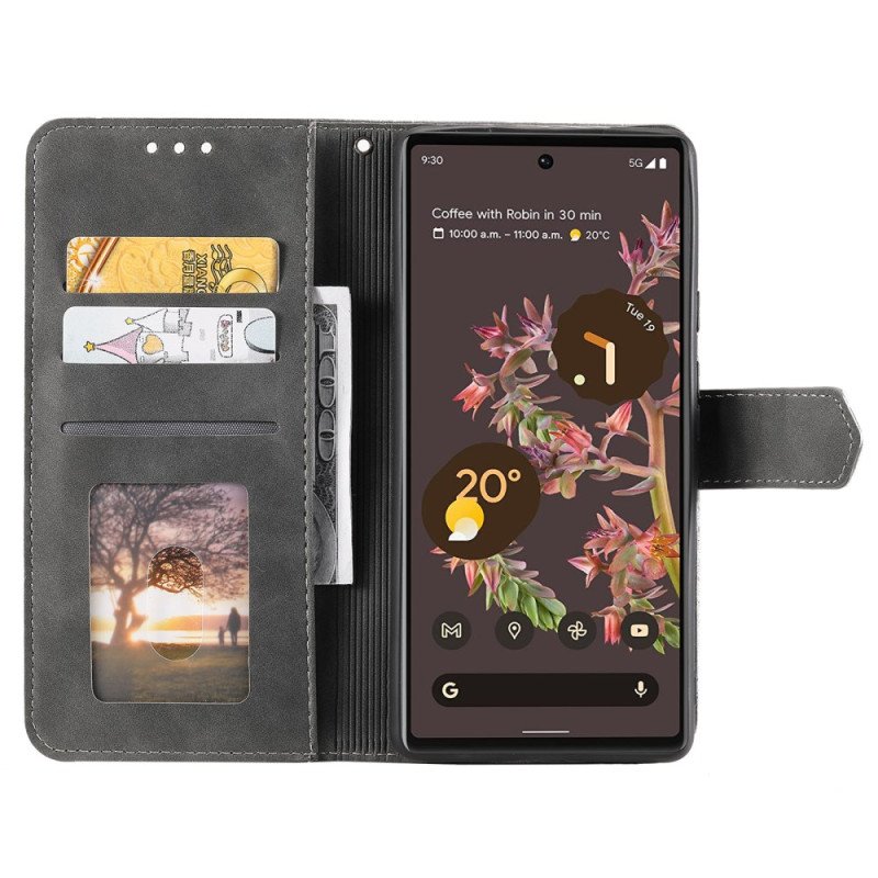 Läderskal Fodral Google Pixel 10 Pro Xl Tvåfärgad Med Rem