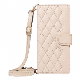 Läderfodral Oneplus 15 Telefonfodral Quiltad Med Axelrem Och Rem