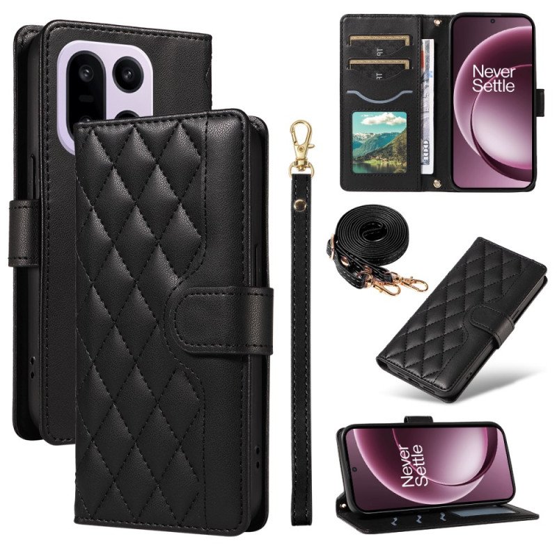 Läderfodral Oneplus 15 Telefonfodral Quiltad Med Axelrem Och Rem