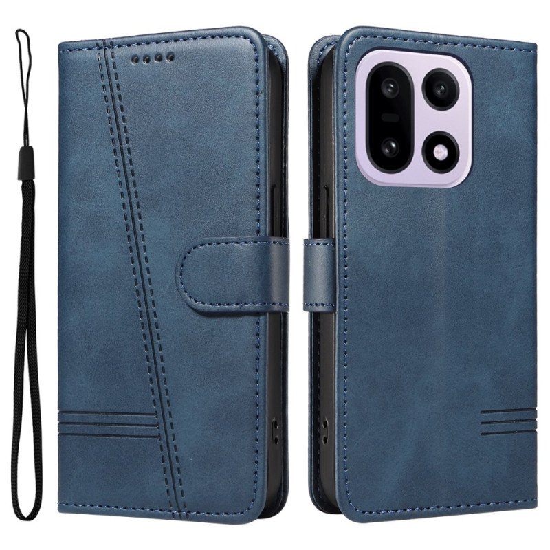 Läderfodral Oneplus 15 Telefonfodral T-designlinjer