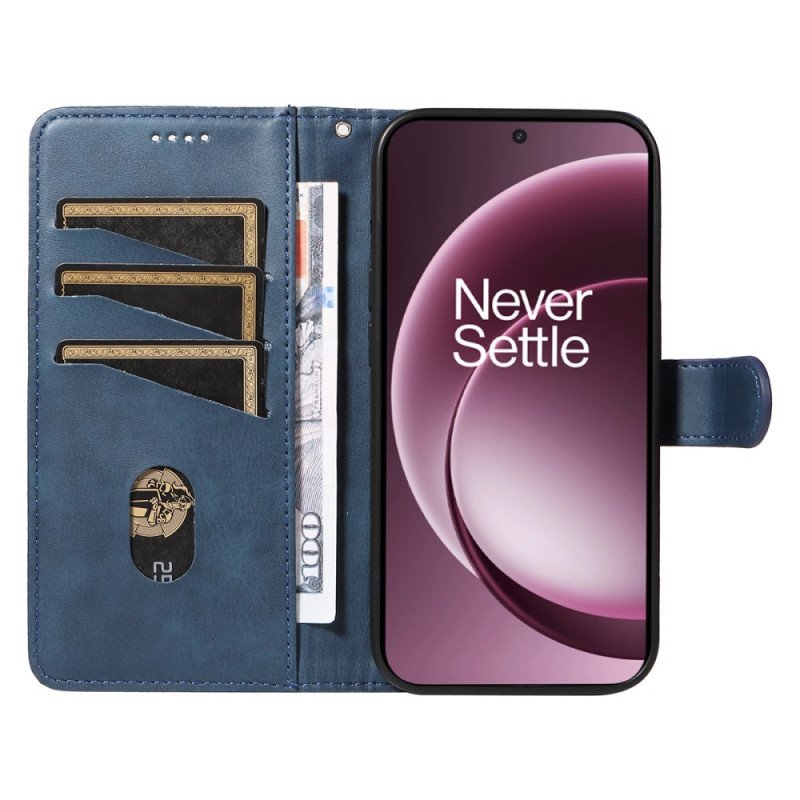 Läderfodral Oneplus 15 Telefonfodral T-designlinjer