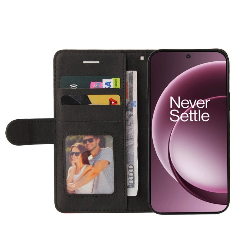 Läderfodral Oneplus 15 Telefonfodral Tvåfärgad Krusning