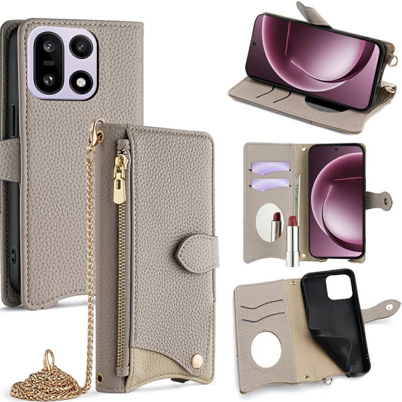 Skyddsfodral Oneplus 15 Plånbok Med Axelrem Och Kedja