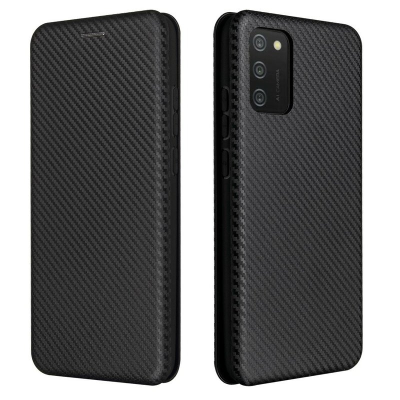 Folio-fodral Samsung Galaxy A02s Läderfodral Kolfiber