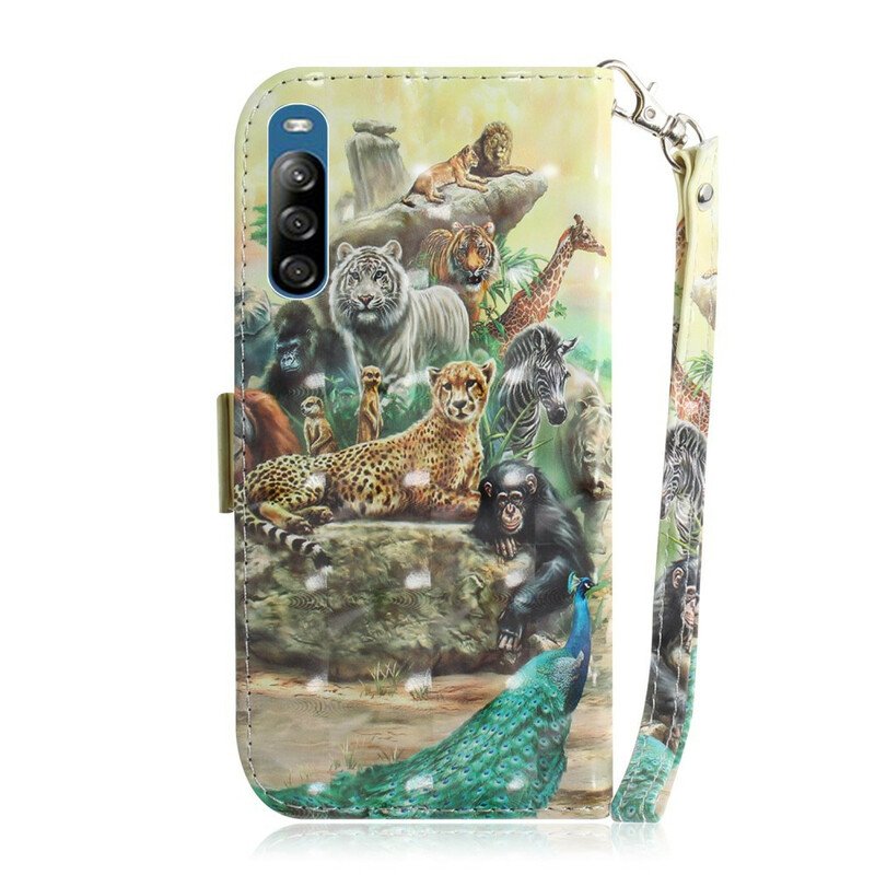 Folio-fodral Sony Xperia L4 Med Kedjar Thong Safari Djur