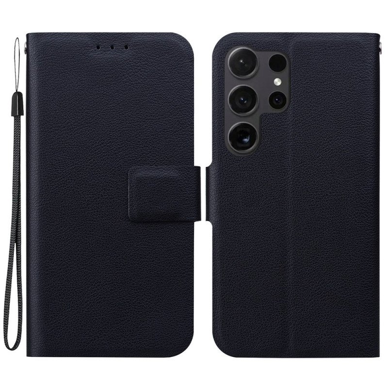 Fodral Samsung Galaxy S25 Ultra 5g Enfärgad Lädereffekt Med Rem