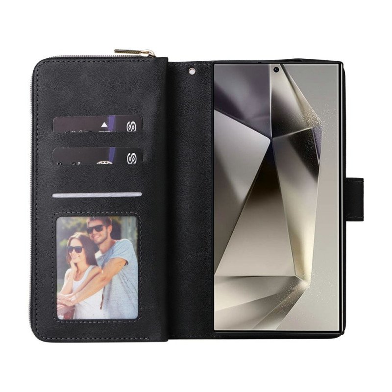 Fodral Samsung Galaxy S25 Ultra 5g Plånbok Med Dragkedja Och Rem