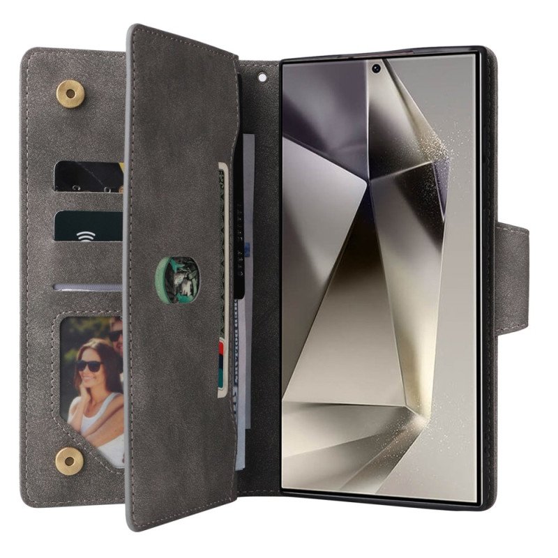 Fodral Samsung Galaxy S25 Ultra 5g Plånbok Med Mocka-effekt Och Rem