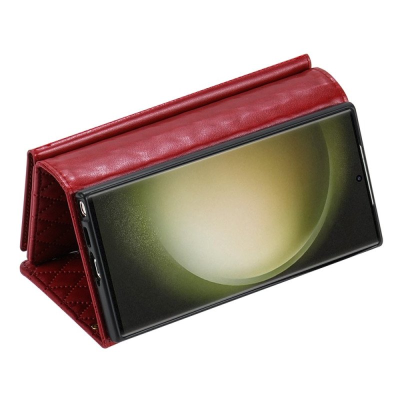 Fodral Samsung Galaxy S25 Ultra 5g Quiltad Plånbok Med Axelrem