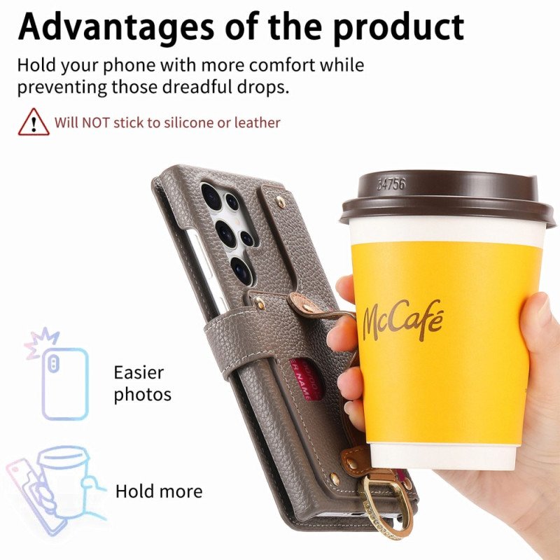 Fodral Samsung Galaxy S25 Ultra 5g Rfid-skyddad Plånbok Med Påse Och Ringhållare