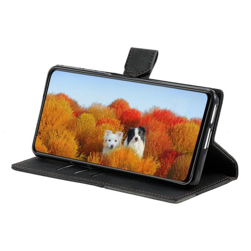 Läderfodral Samsung Galaxy S25 Ultra 5g Telefonfodral Tvåfärgad Rfid-plånbok I Mockastil Med Rem