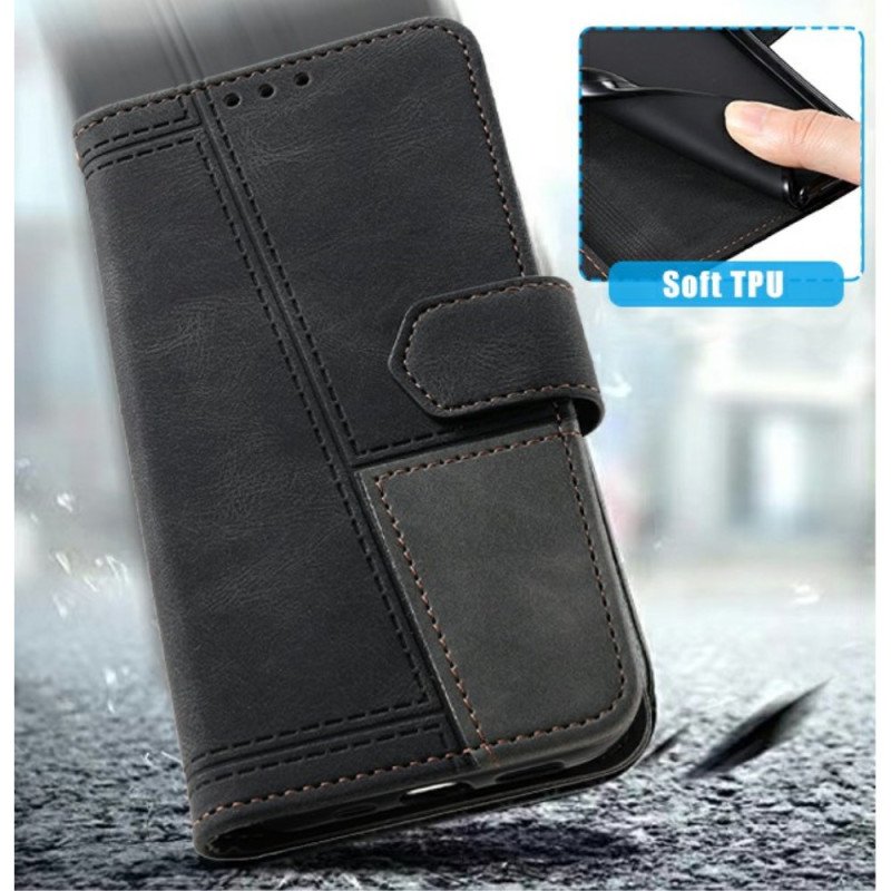 Läderfodral Samsung Galaxy S25 Ultra 5g Telefonfodral Tvåfärgad Rfid-plånbok I Mockastil Med Rem