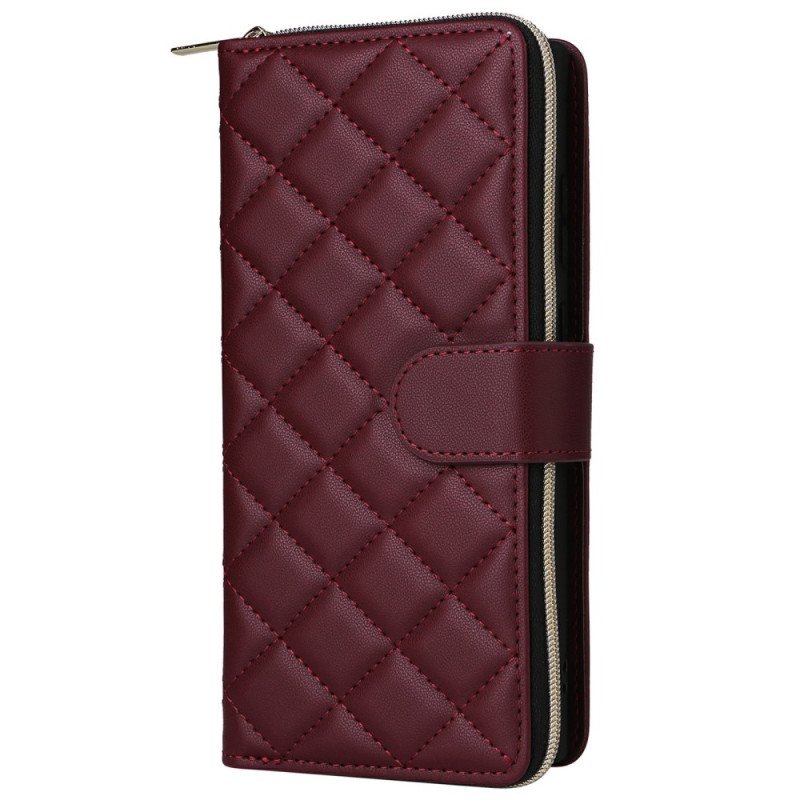 Läderskal Fodral Samsung Galaxy S25 Ultra 5g Quiltad Plånbok Med Rem Och Axelrem