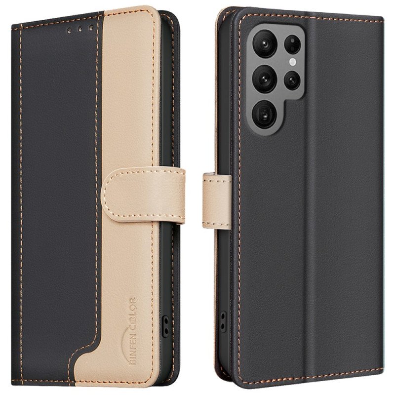 Läderskal Fodral Samsung Galaxy S25 Ultra 5g Tvåfärgad Med Rfid-blockering Binfen Color