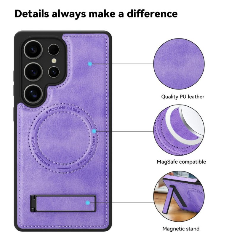 Skal För Samsung Galaxy S25 Ultra 5g Lädereffekt Kompatibel Med Magsafe