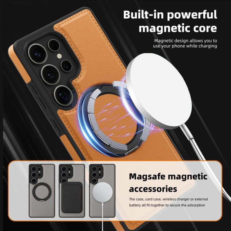 Skal För Samsung Galaxy S25 Ultra 5g Magnetisk Med Roterande Stativ