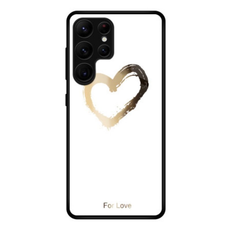Skal Samsung Galaxy S25 Ultra 5g Guldhjärta På Vit Bakgrund