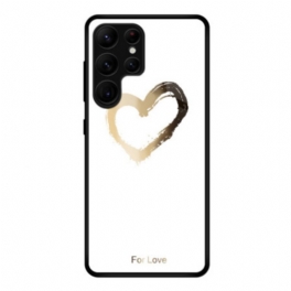 Skal Samsung Galaxy S25 Ultra 5g Guldhjärta På Vit Bakgrund