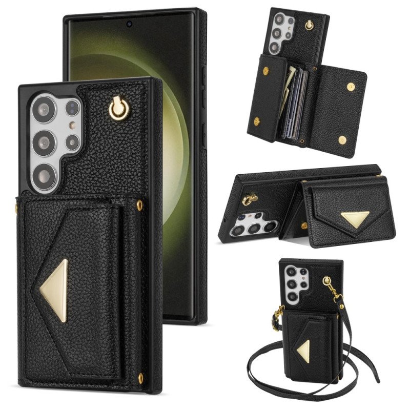 Skal Samsung Galaxy S25 Ultra 5g Lädereffekt Med Korthållare Och Rem